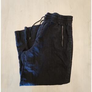 Athleta Cabo Linen Wide Leg Pants Black Women's SZ 22